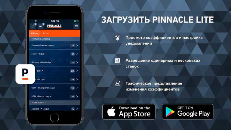 Pinnacle Lite скачать, ставки с мобильного телефона, приложение для ставок Android